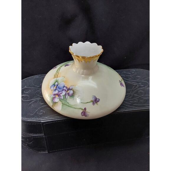 VIENNA Austria hand painted Vase by P.H. Leonard & Co. 1890-1908 Purple Florals - Picture 1 of 6